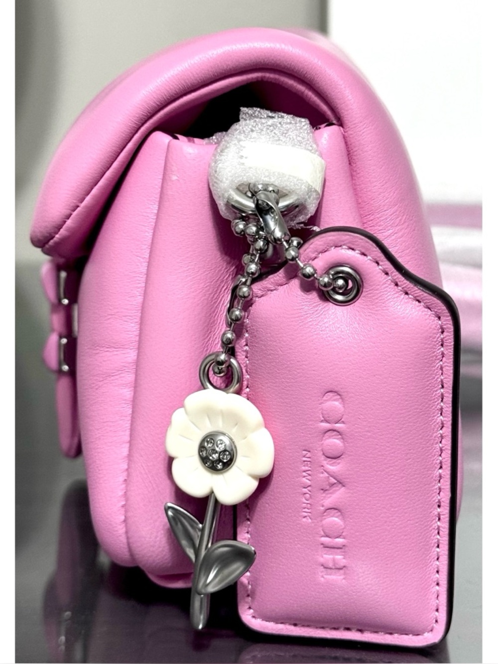 COACH “The Summer I Turned Pretty” Pillow Tabby Shoulder Bag 20, VIVID PINK - Picture 10 of 16